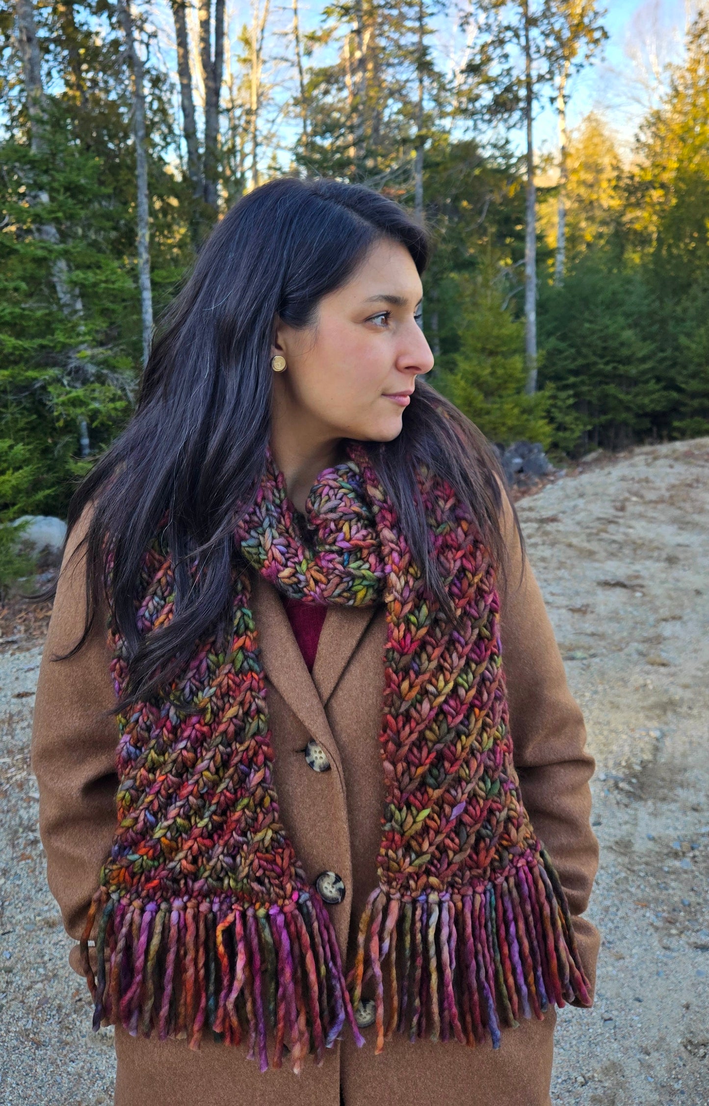 Hand Knit Scarf with Fringe