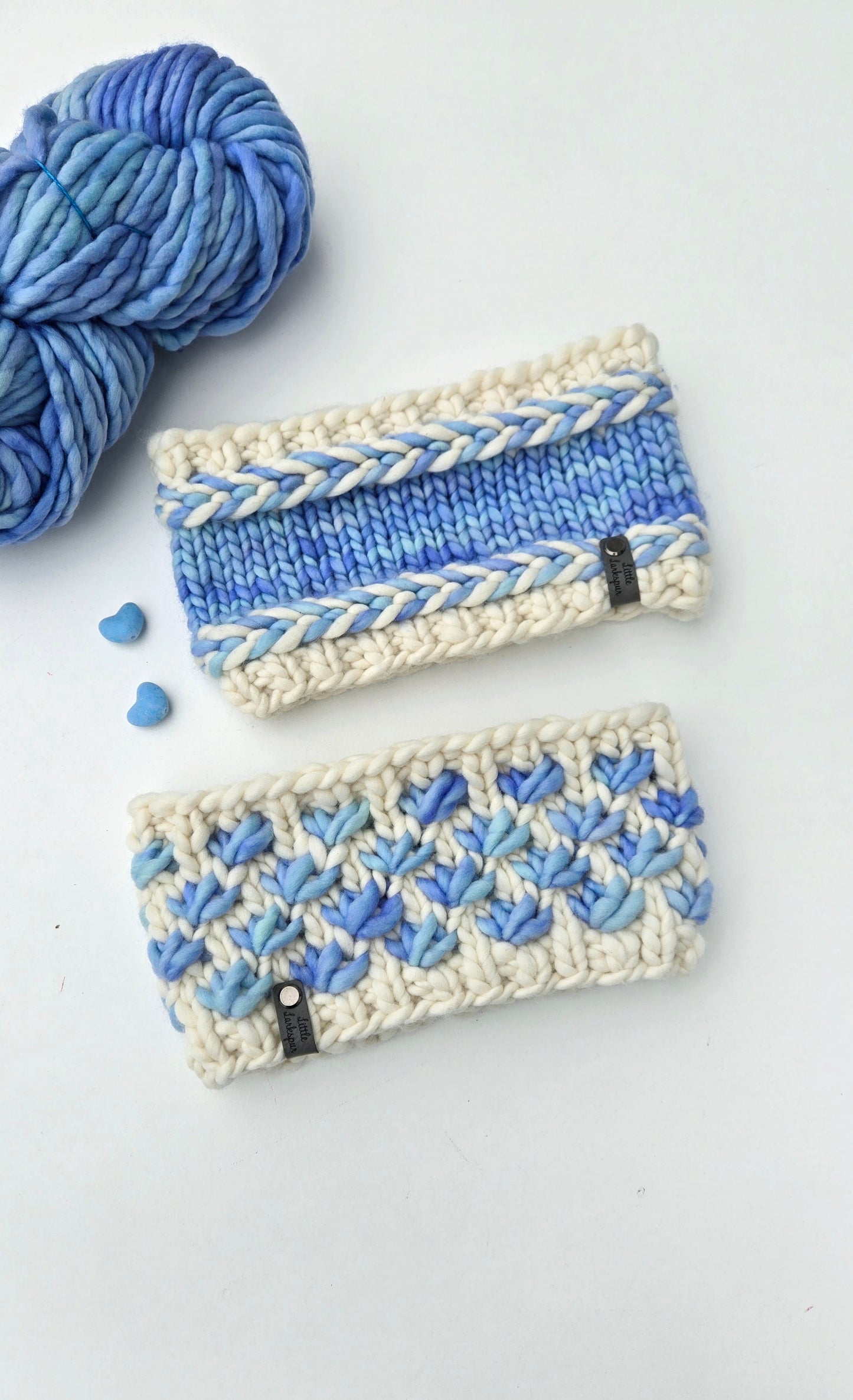 Aquamarine Merino Wool Adult Headband Lotus Flower