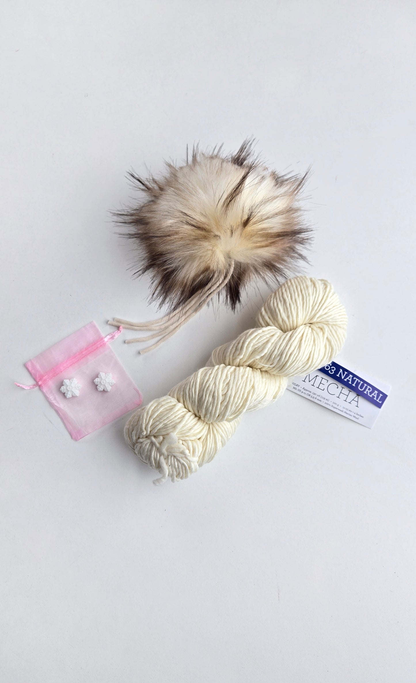 MECHA Yarn + Pom Kit: Natural