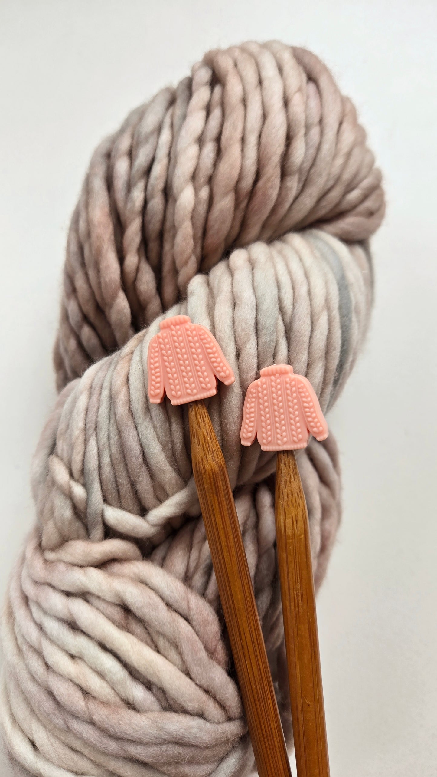 Cozy Pink Knit Sweater Knitting Needle Stitch Stoppers