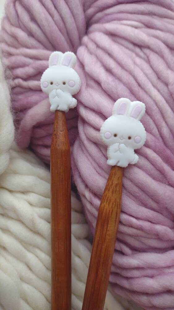 Bunny Knitting Needle Stitch Stoppers. Needle Protectors. Knitting Needle Stoppers. Knitting Notions, Accessories, Supplies, Tools. Purple