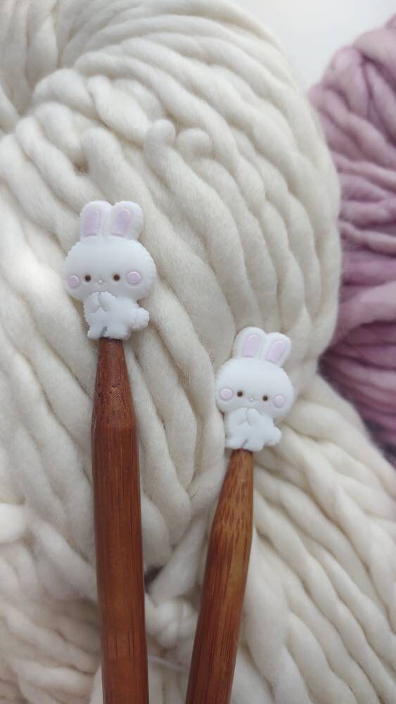 Bunny Knitting Needle Stitch Stoppers. Needle Protectors. Knitting Needle Stoppers. Knitting Notions, Accessories, Supplies, Tools. Purple