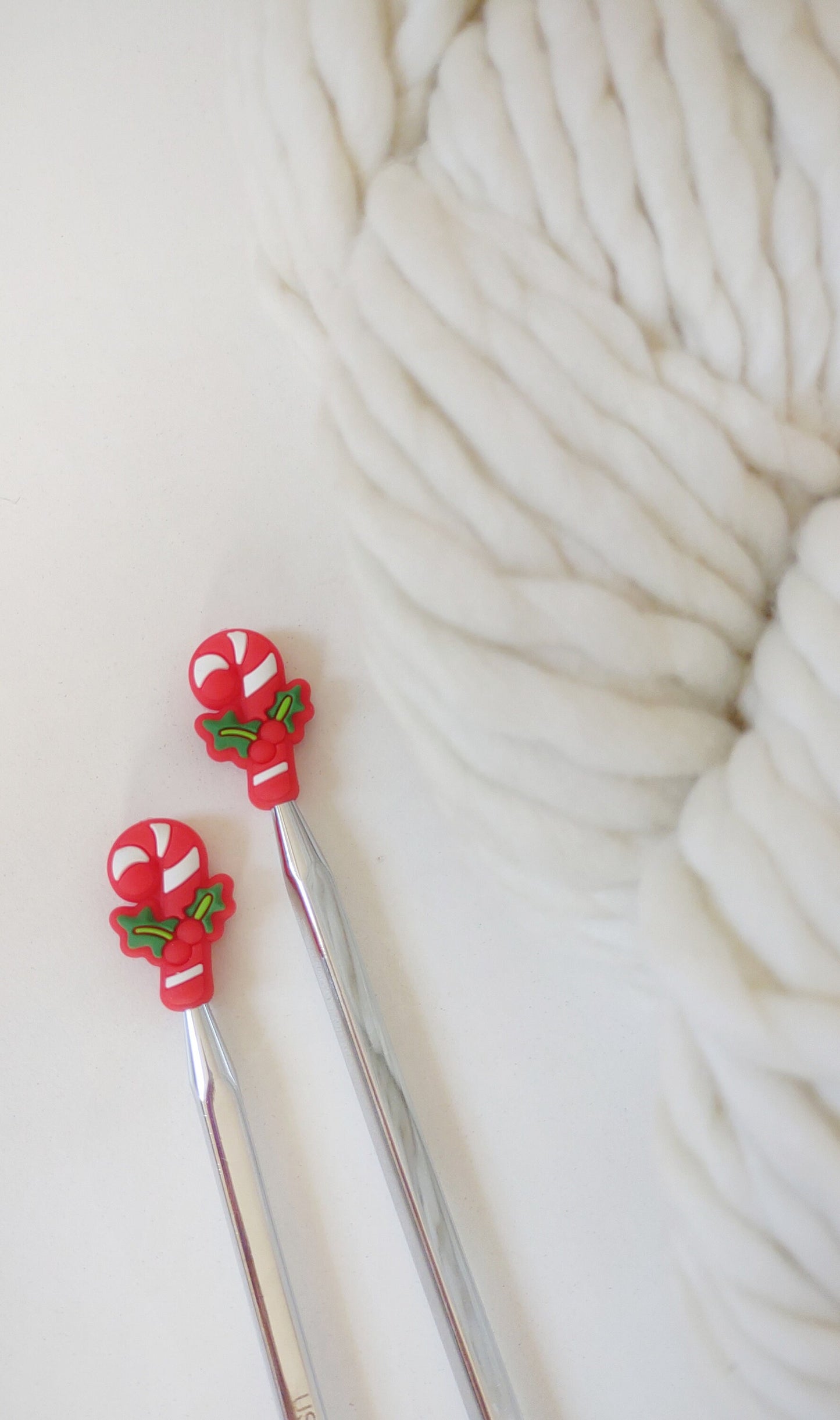 Candy Cane Knitting Needle Stitch Stoppers. Needle Protectors. Knitting Needle Stoppers. Notions, Accessories, Supplies, Tools. Christmas
