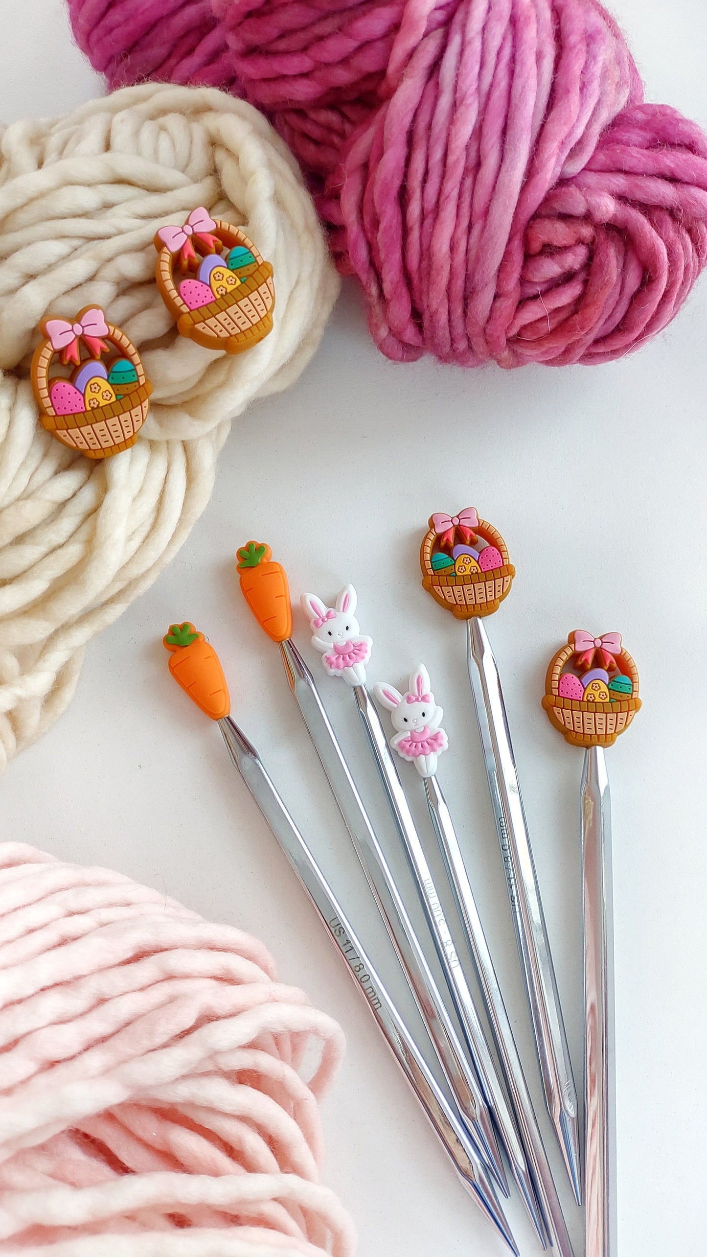 Carrot Knitting Needle Stitch Stoppers. Needle Protector. Knitting Needle Stoppers. Notions, Accessories, Supplies, Tools. Easter Spring