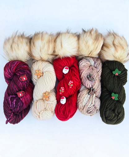 Christmas Yarn + Pom Kit 🤎: Rasta in Ivory