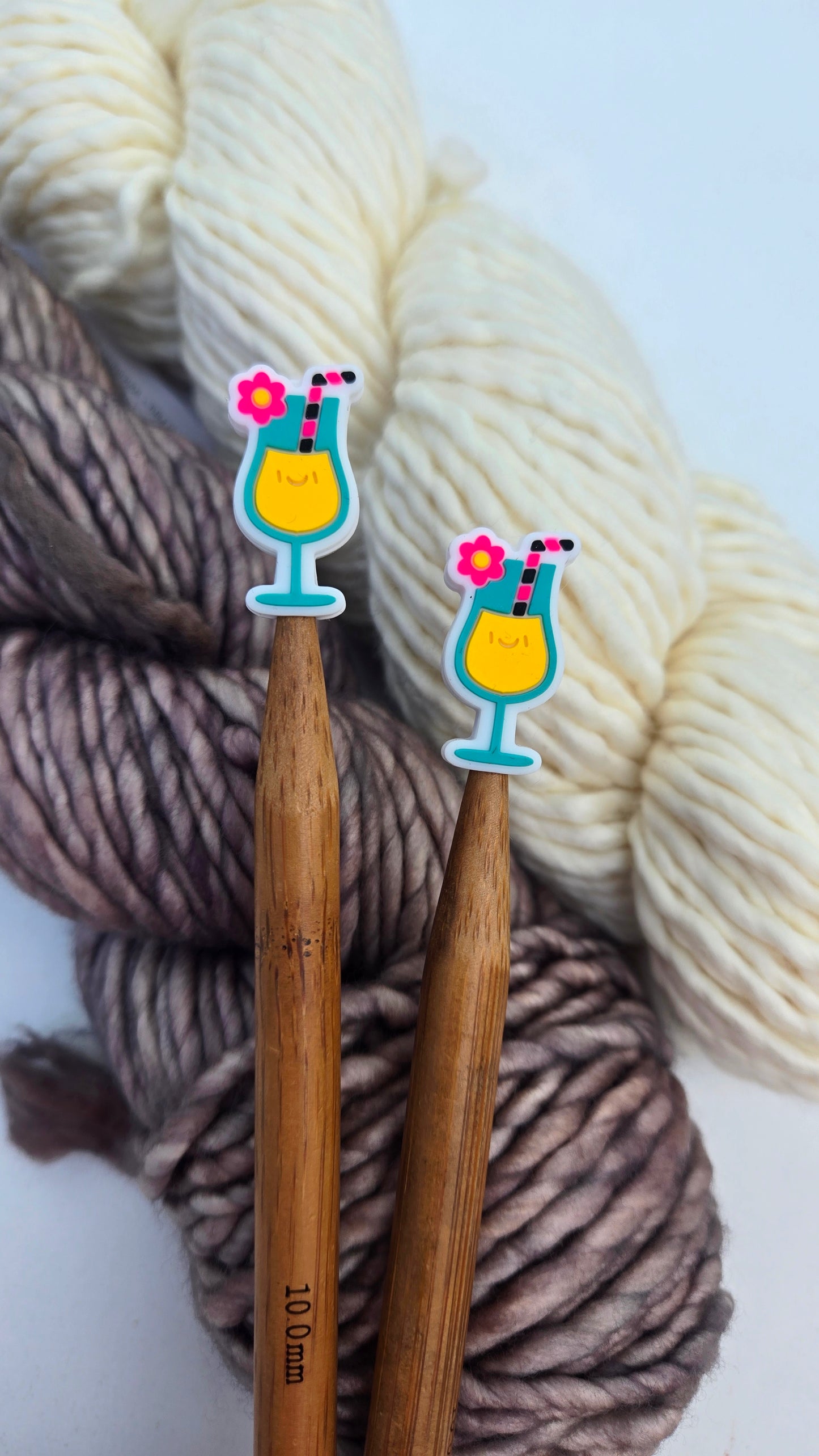 Fancy Tropical Drink Knitting Needle Stitch Stoppers