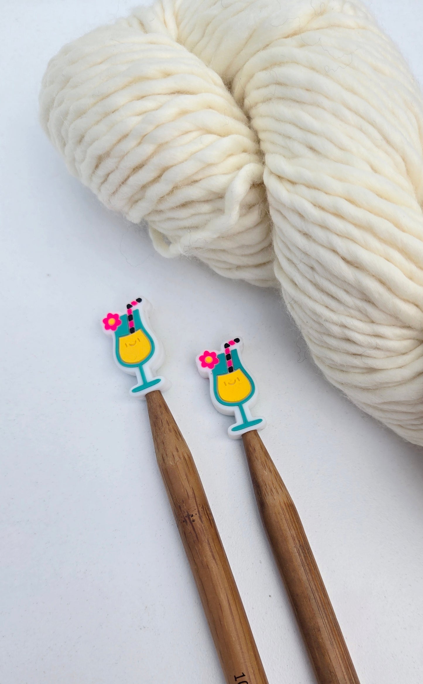 Fancy Tropical Drink Knitting Needle Stitch Stoppers