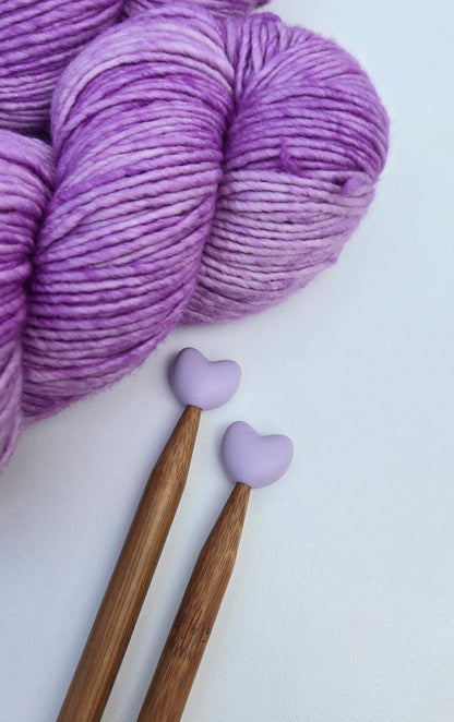 Light Purple Heart Knitting Needle Stitch Stoppers