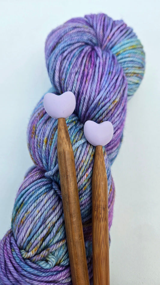 Light Purple Heart Knitting Needle Stitch Stoppers