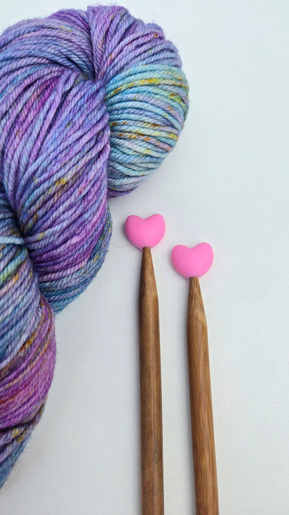 Pink Heart Knitting Needle Stitch Stoppers