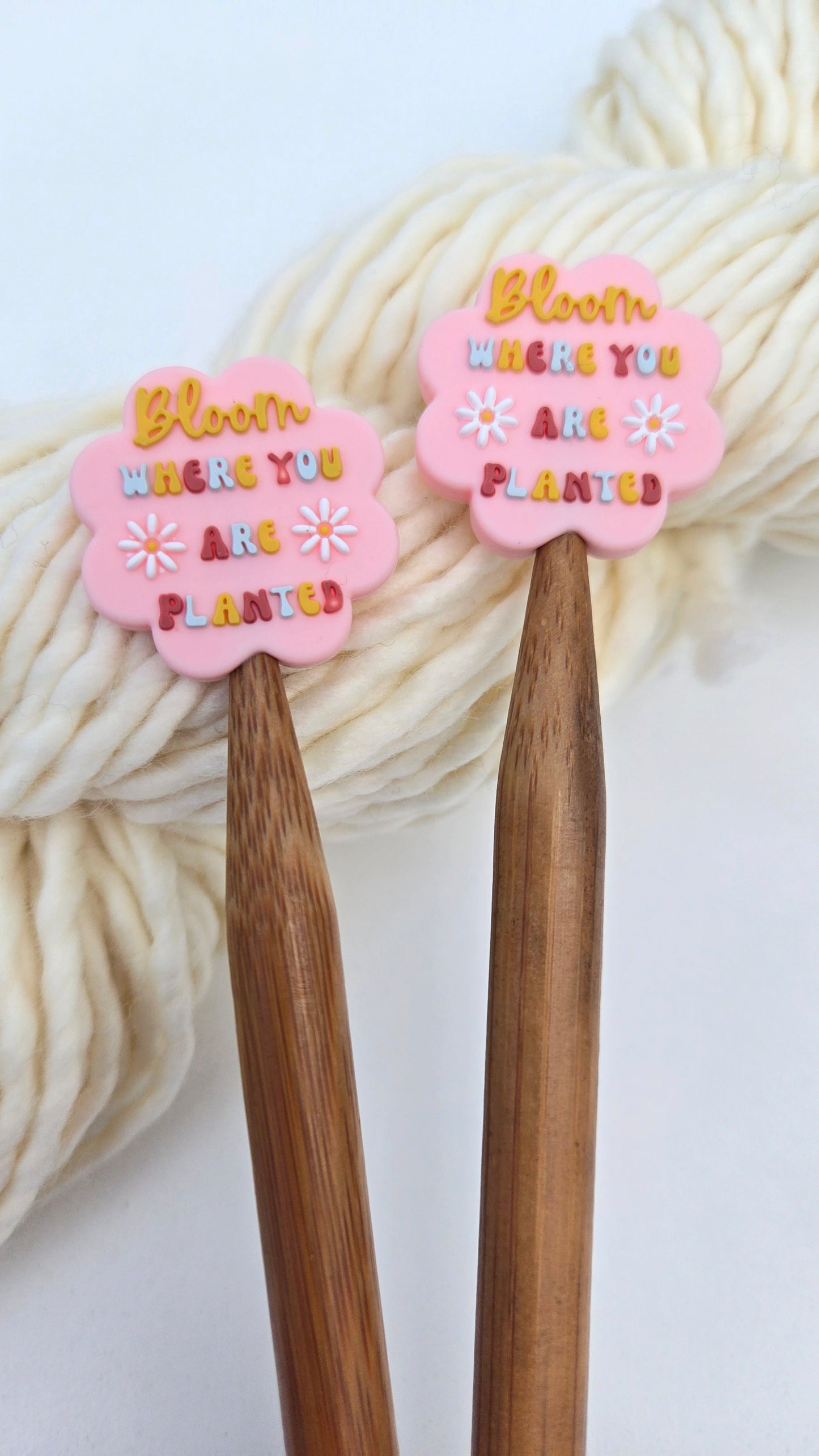 Bloom Where You Are Planted Knitting Needle Stitch Stoppers