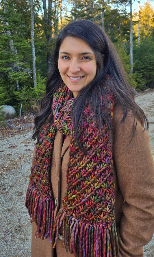 Hand Knit Scarf with Fringe