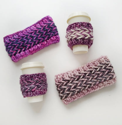 Banded Braids Headband and Cup Cozy Pattern