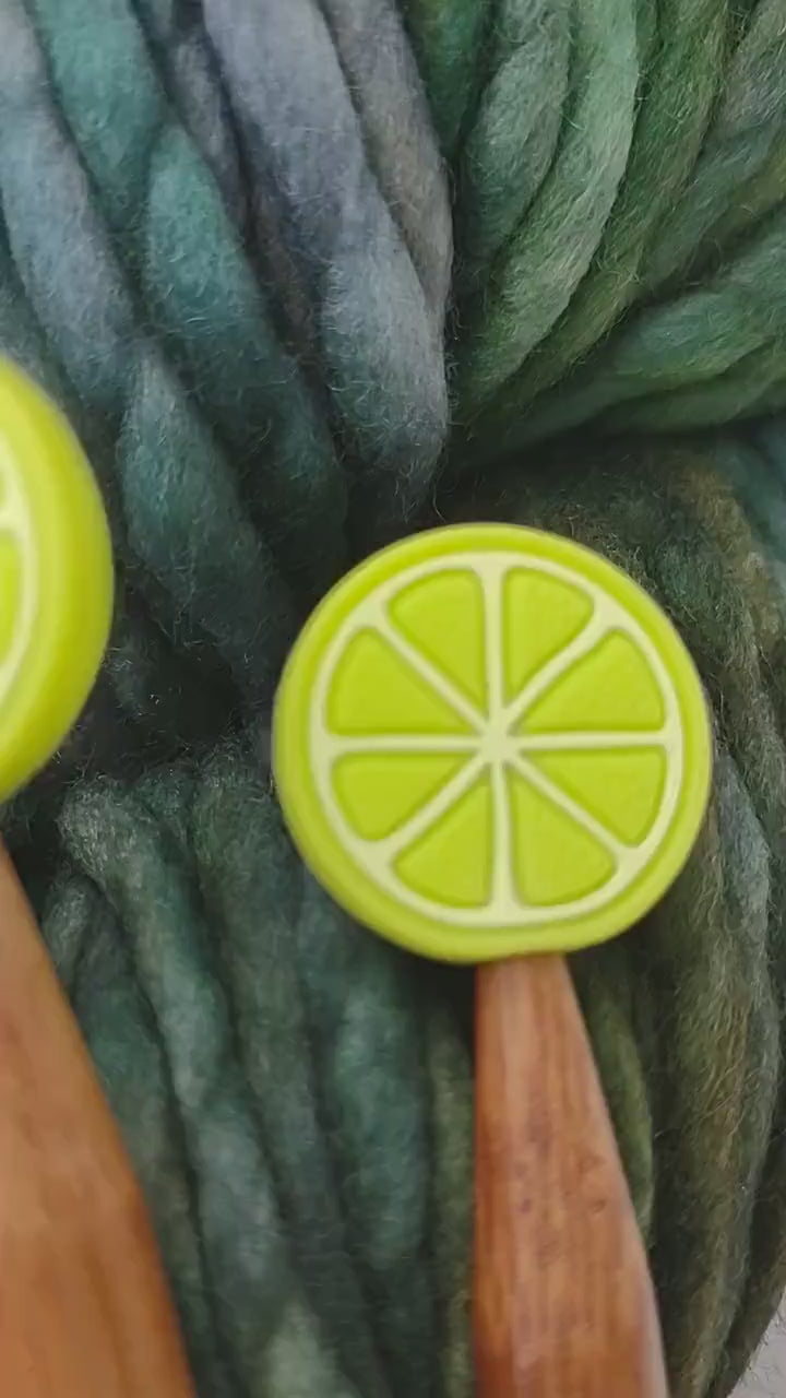 Lime Knitting Needle Stitch Stoppers