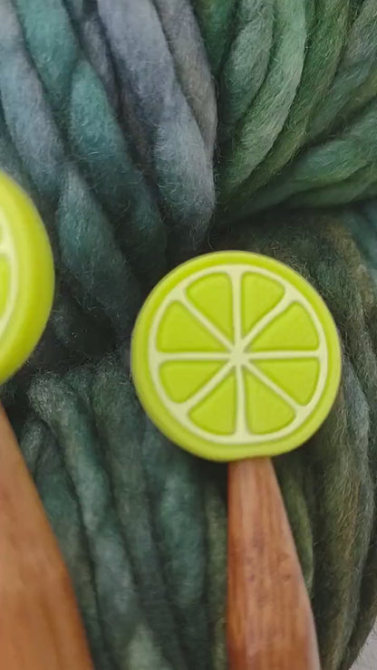 Lime Knitting Needle Stitch Stoppers