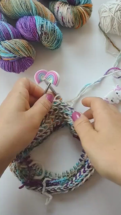 Rainbow Knitting Needle Stitch Stoppers
