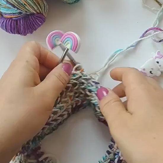 Blush Rainbow Knitting Needle Stitch Stoppers