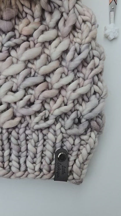 Luxury Light Brown Adult Merino Wool Hand Knit Hat