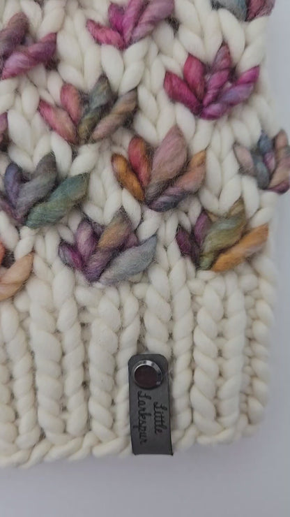 Handknit Adult Hat w/ Faux Fur Pom