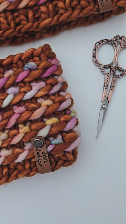 Merino Wool Adult Headband - Deep Orange+ Bronze+ Pastels