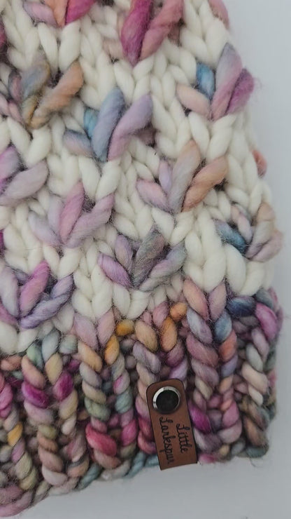 Handknit Adult Hat w/ Faux Fur Pom