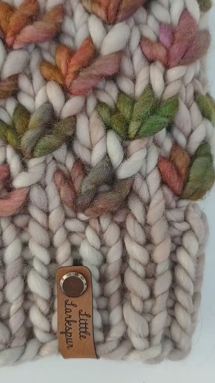 Handknit Adult Hat with Faux Fur Pom Pom