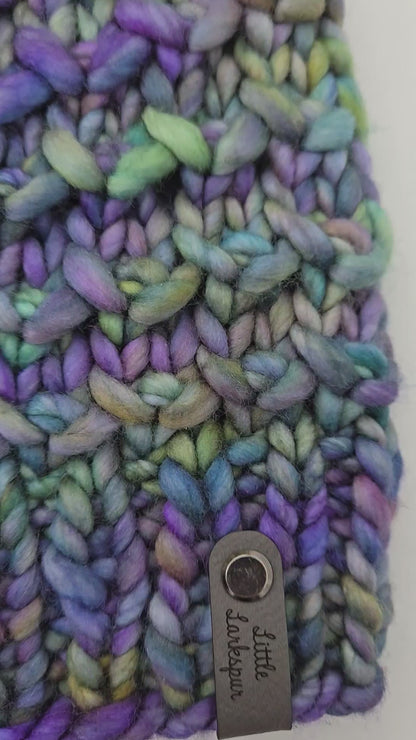 Luxury Adult Merino Wool Hand Knit Hat - Blues + Greens