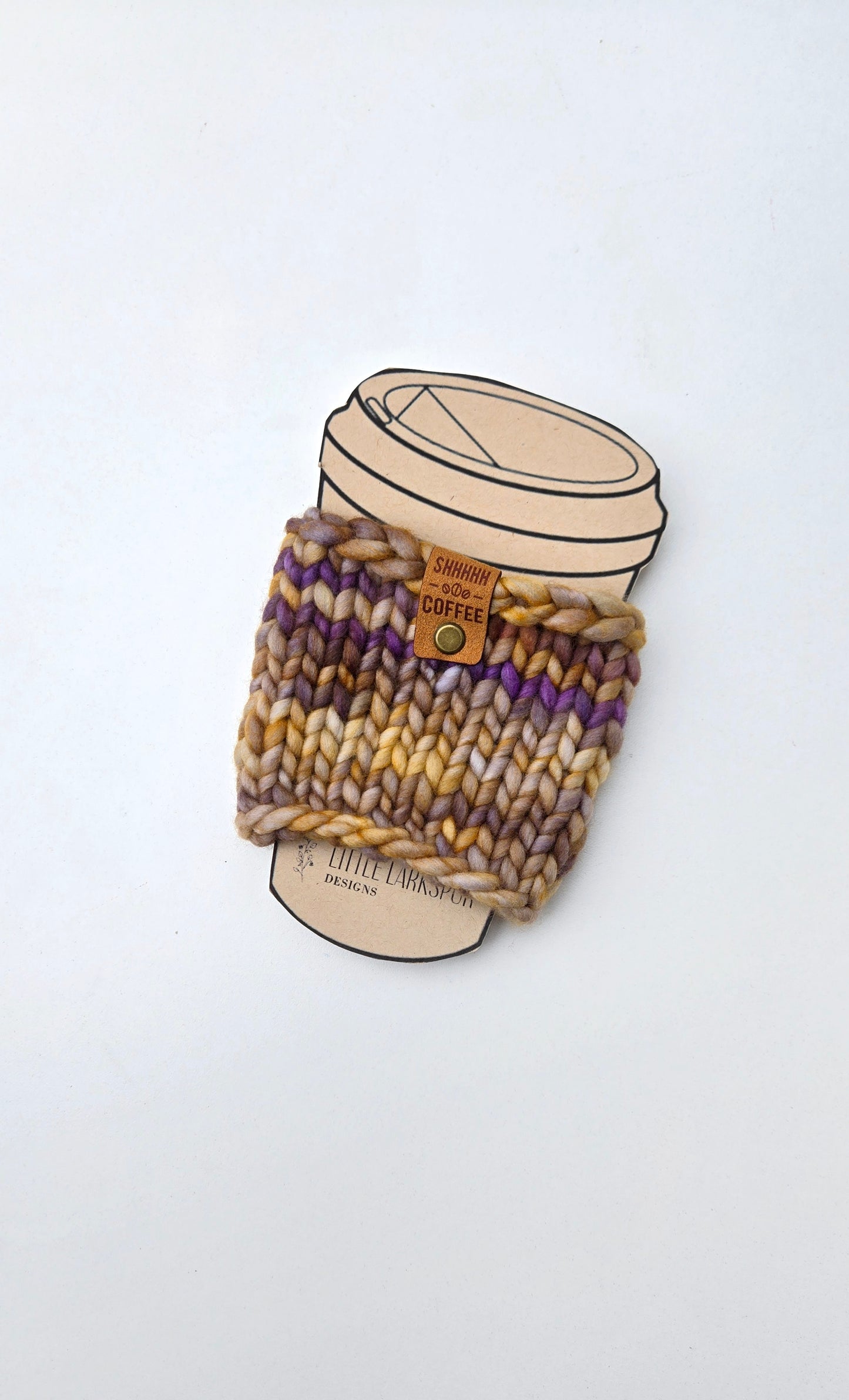 Coffee Cup Sleeve/Cozy - Light Brown + Purple