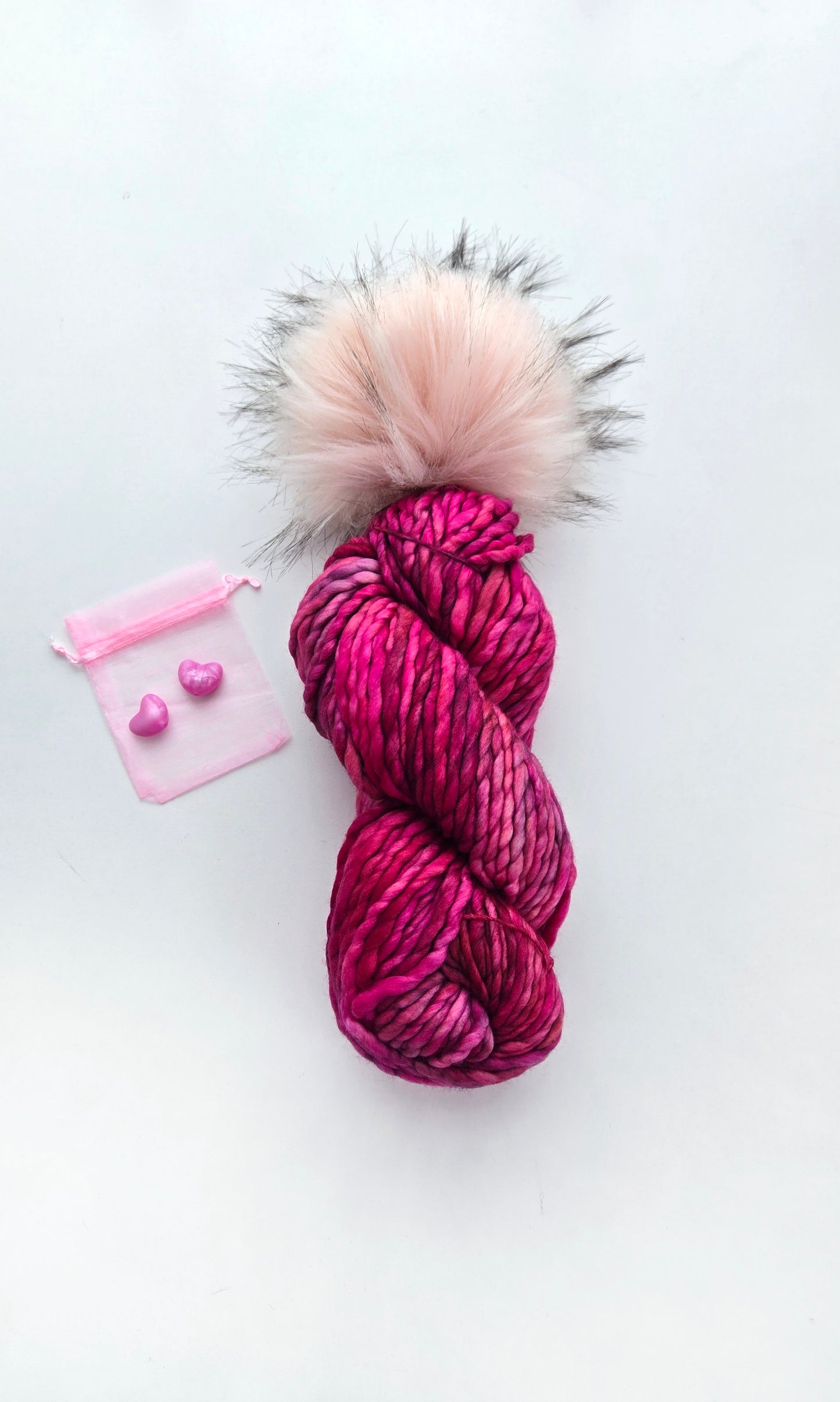Valentine's Yarn + Pom Kit 🩷:  Rasta in English Rose