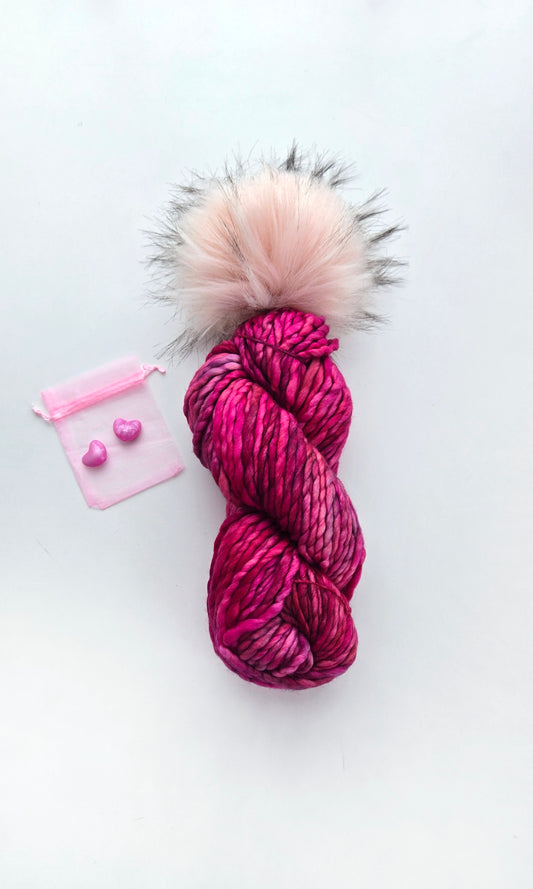Valentine's Yarn + Pom Kit 🩷:  Rasta in English Rose
