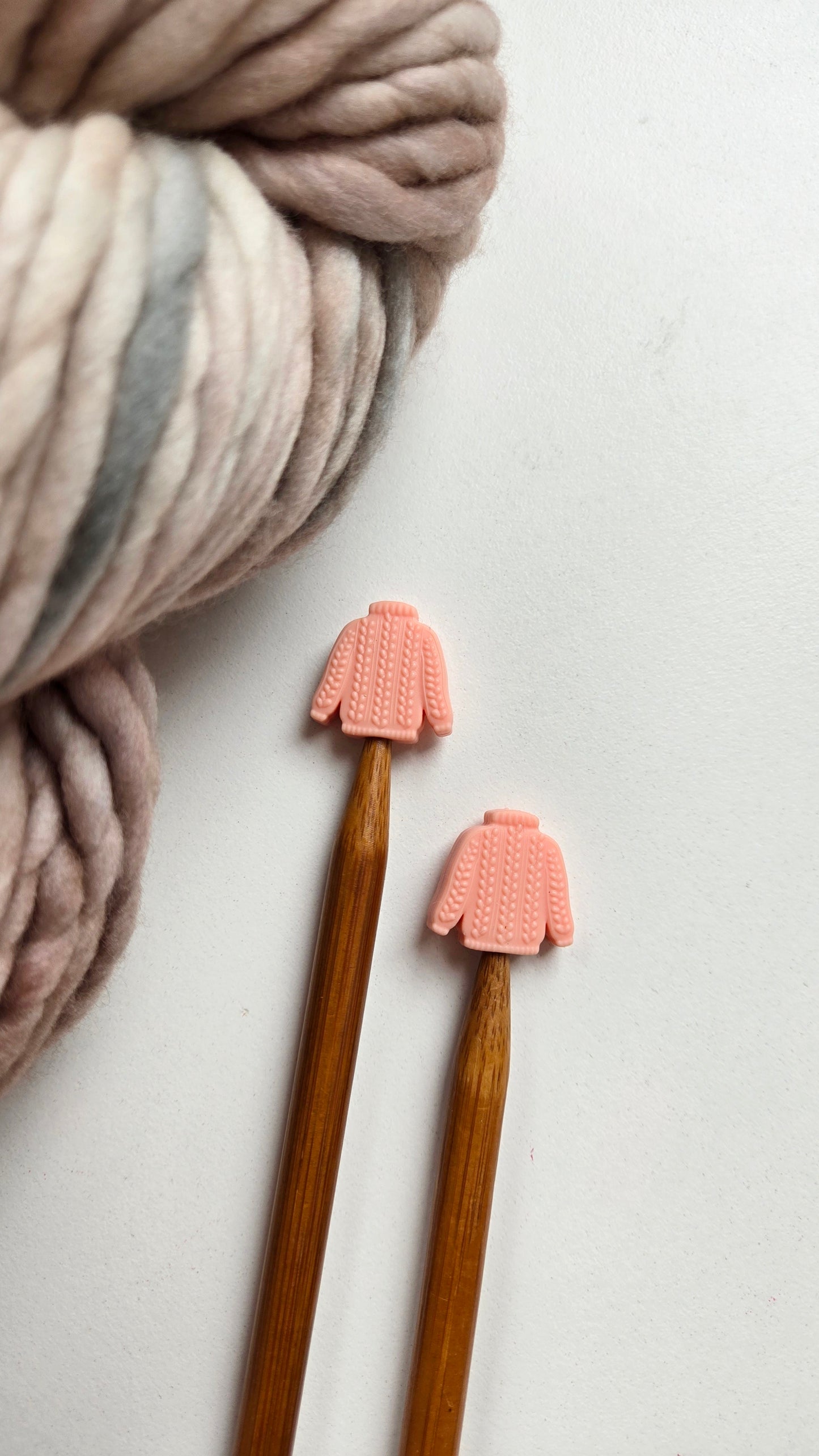 Cozy Pink Knit Sweater Knitting Needle Stitch Stoppers