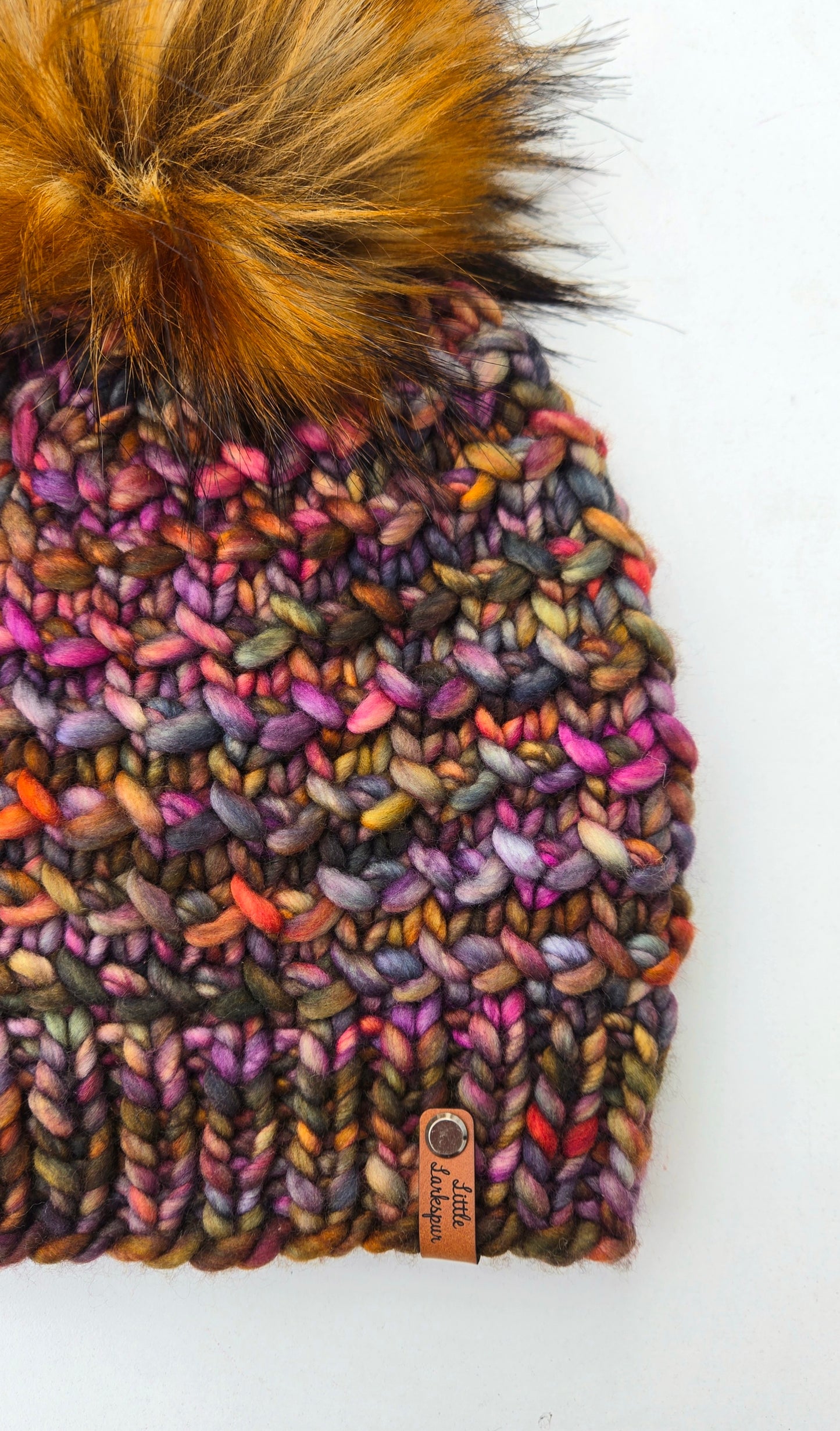 Luxury Adult Merino Wool Hand Knit Hat - Deep Browns, Autumnal Colors