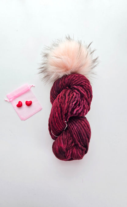 Valentine's Yarn + Pom Kit ❤️: Rasta in Stitch Red