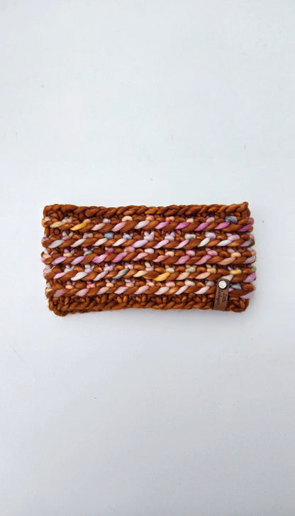 Merino Wool Adult Headband - Deep Orange+ Bronze+ Pastels