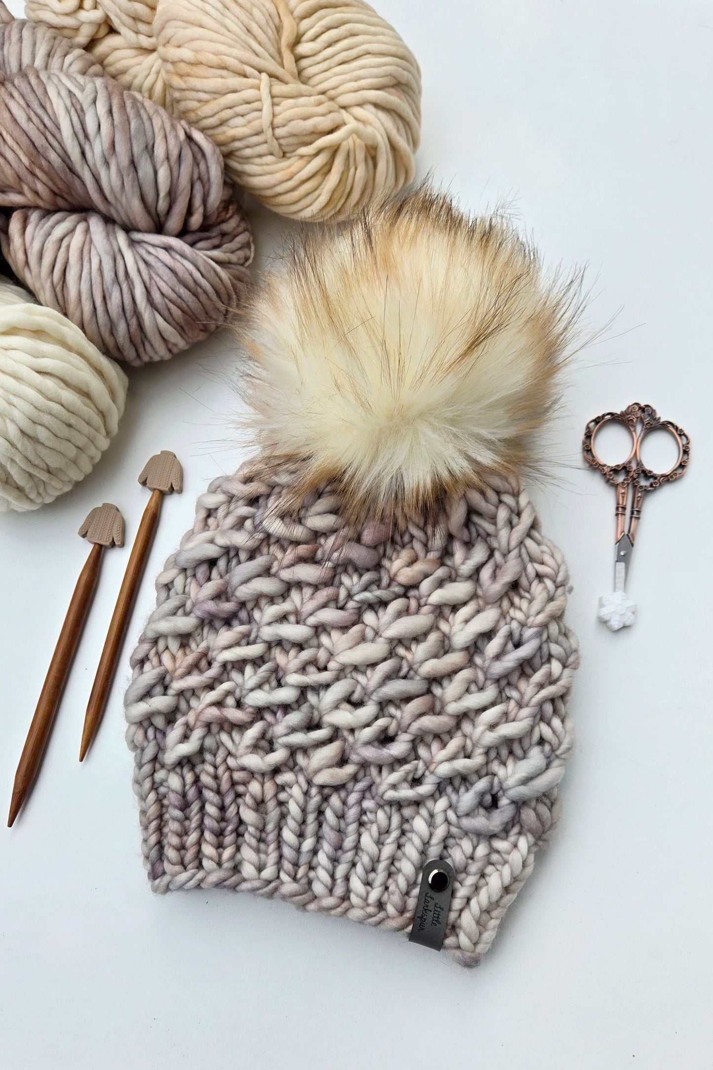 Luxury Light Brown Adult Merino Wool Hand Knit Hat