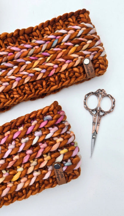 Merino Wool Adult Headband - Deep Orange+ Bronze+ Pastels