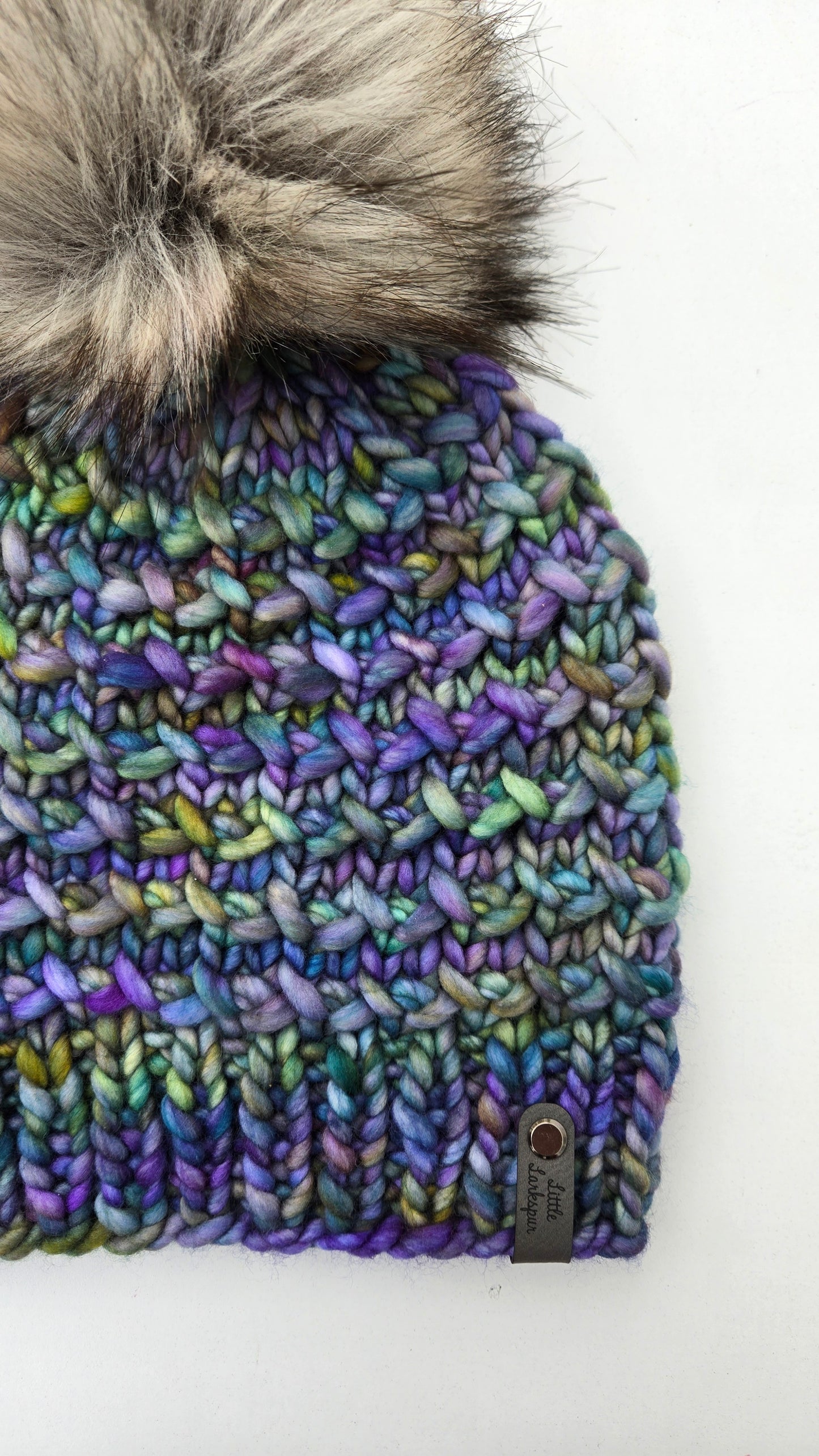 Luxury Adult Merino Wool Hand Knit Hat - Blues + Greens