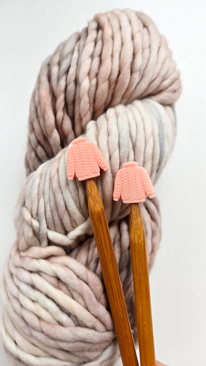 Cozy Pink Knit Sweater Knitting Needle Stitch Stoppers