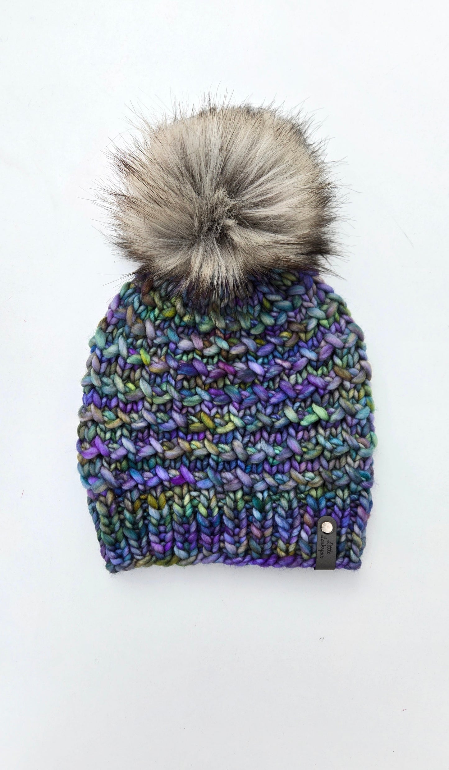 Luxury Adult Merino Wool Hand Knit Hat - Blues + Greens
