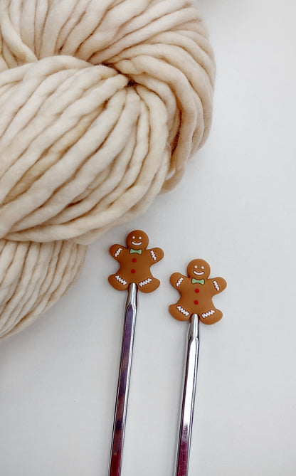 Gingerbread People Knitting Needle Stitch Stoppers