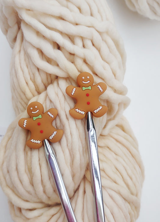 Gingerbread People Knitting Needle Stitch Stoppers