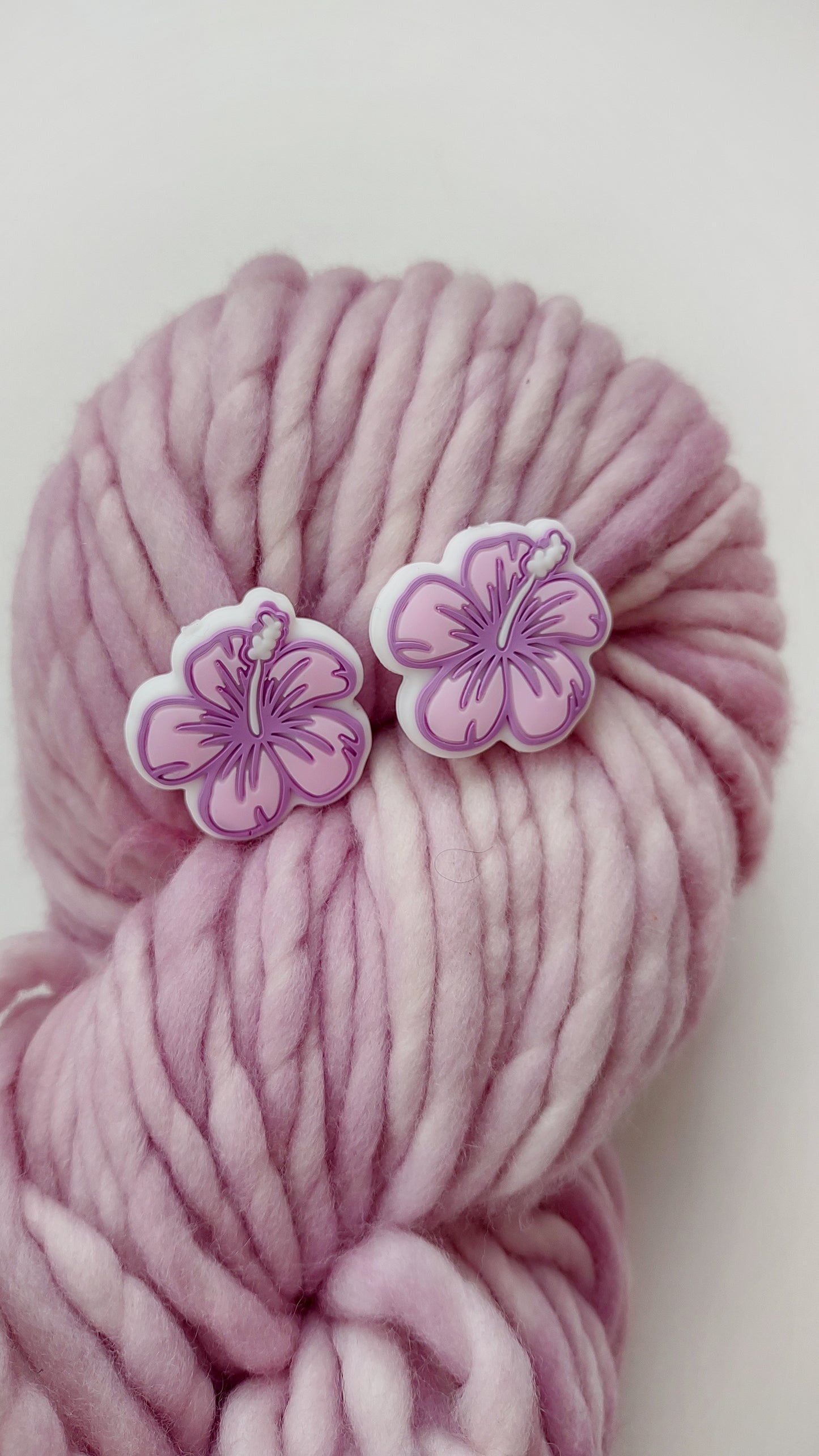 Purple Hibiscus Knitting Needle Stitch Stoppers