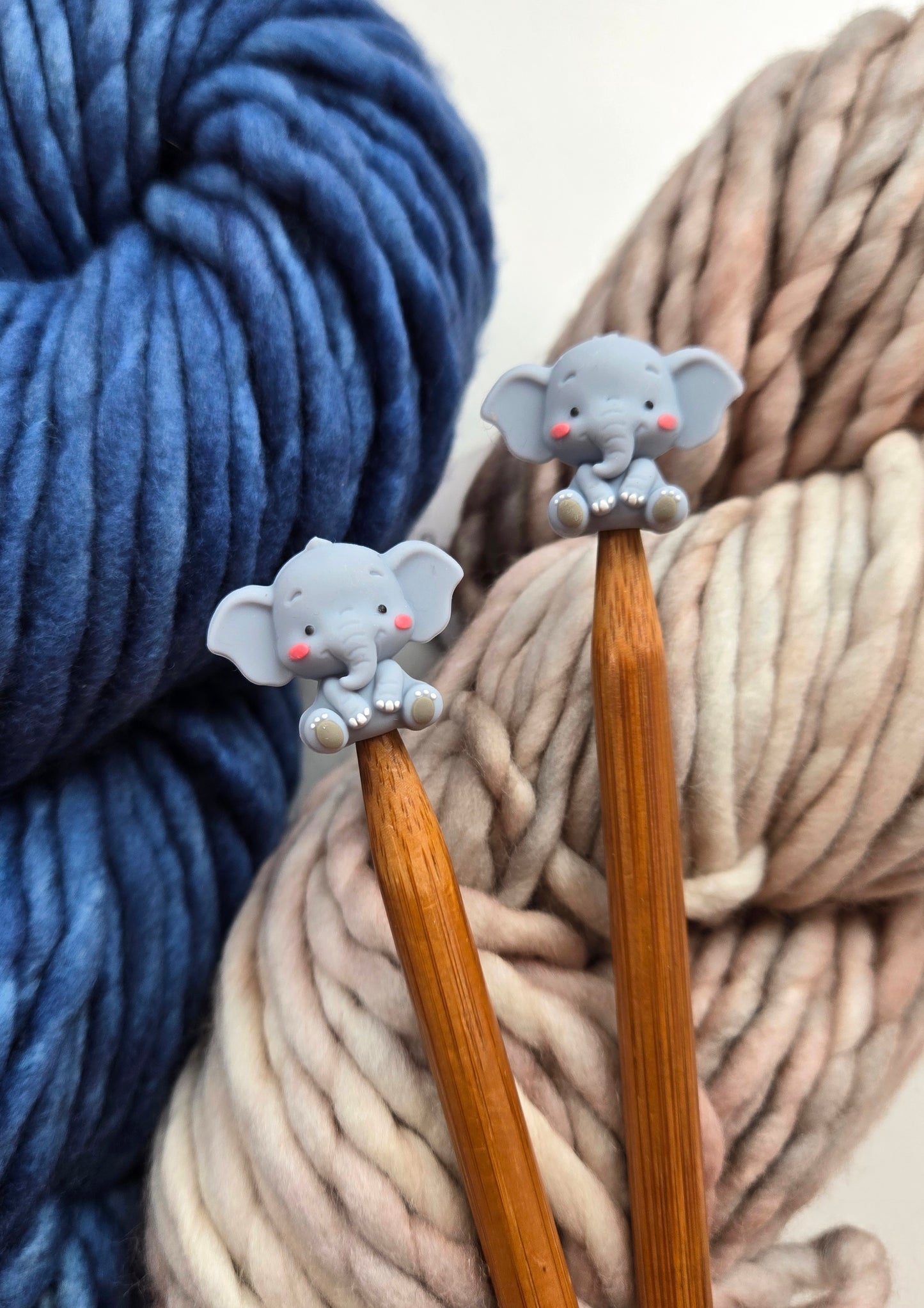 Baby Elephant Knitting Needle Stitch Stoppers