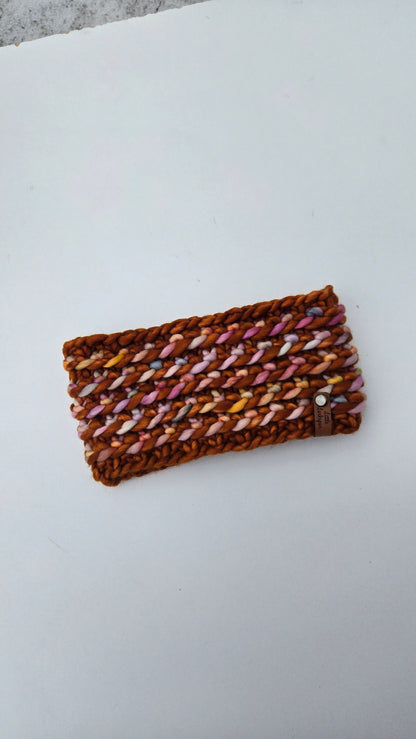 Merino Wool Adult Headband - Deep Orange+ Bronze+ Pastels
