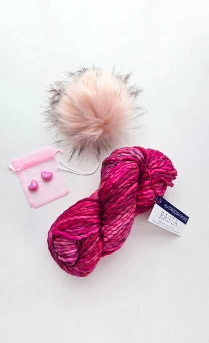 Valentine's Yarn + Pom Kit 🩷:  Rasta in English Rose