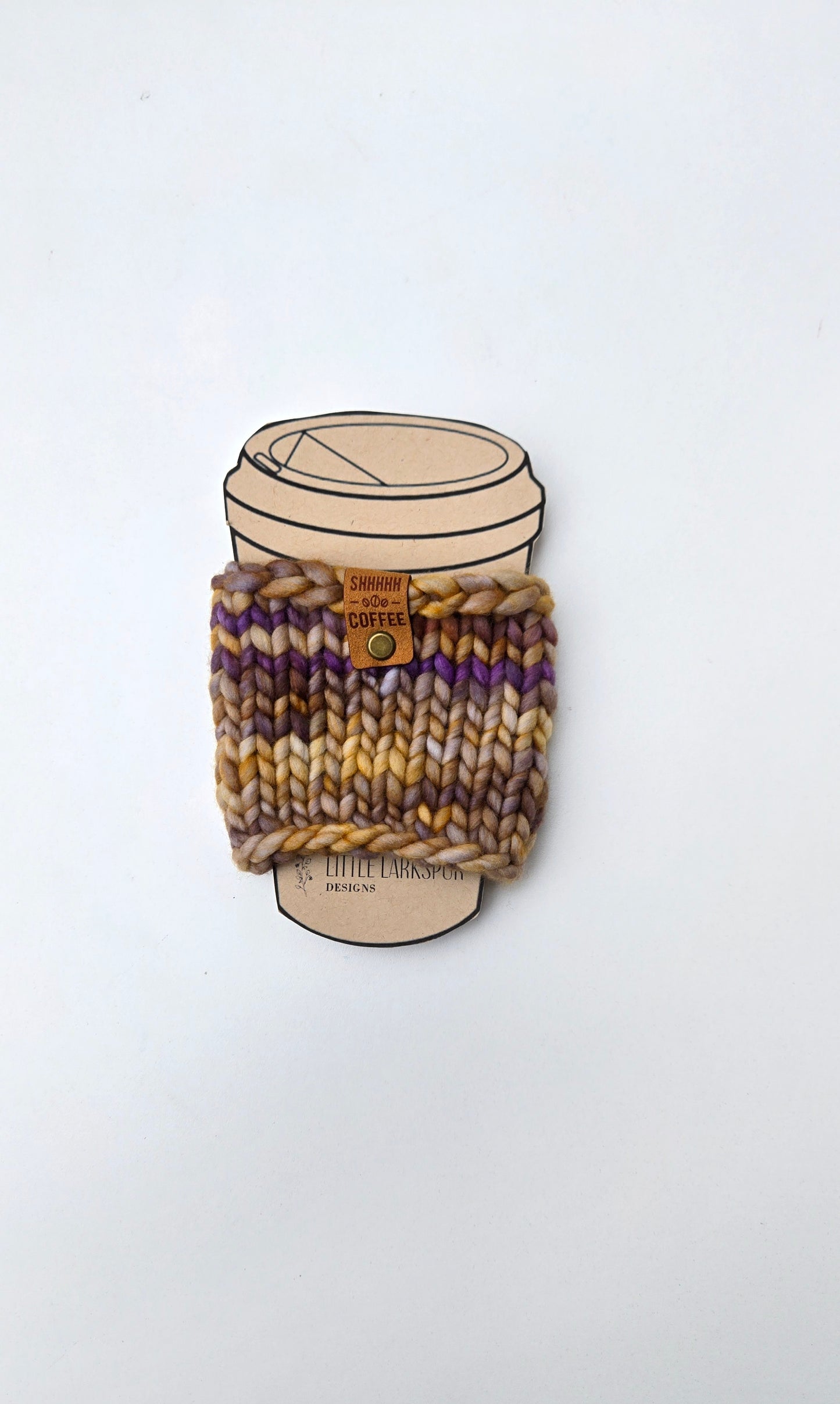 Coffee Cup Sleeve/Cozy - Light Brown + Purple