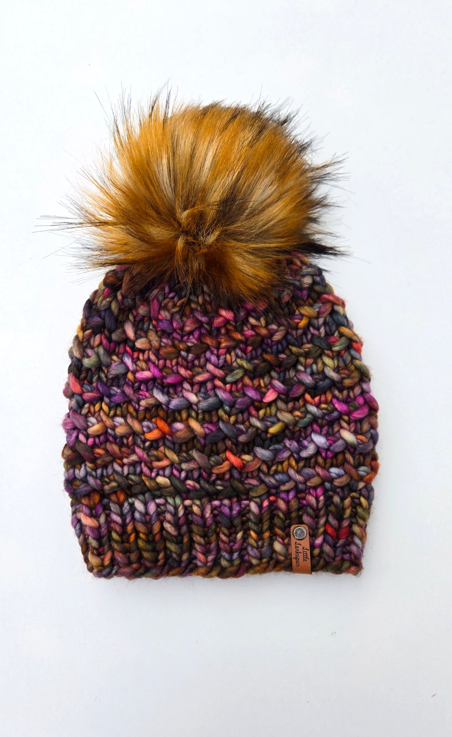 Luxury Adult Merino Wool Hand Knit Hat - Deep Browns, Autumnal Colors