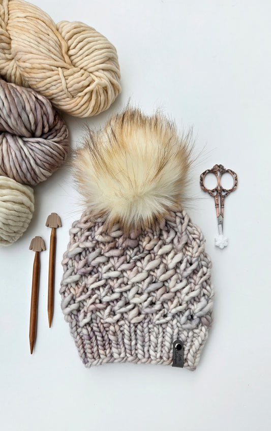 Luxury Light Brown Adult Merino Wool Hand Knit Hat