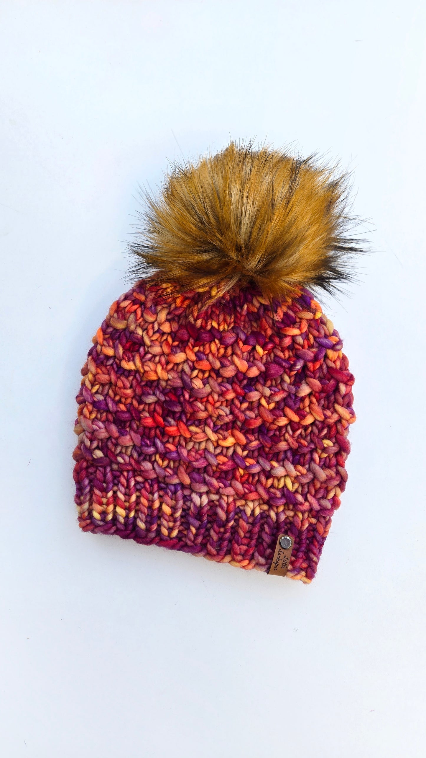 Luxury Adult Merino Wool Hand Knit Hat - Reds, Oranges, and Copper