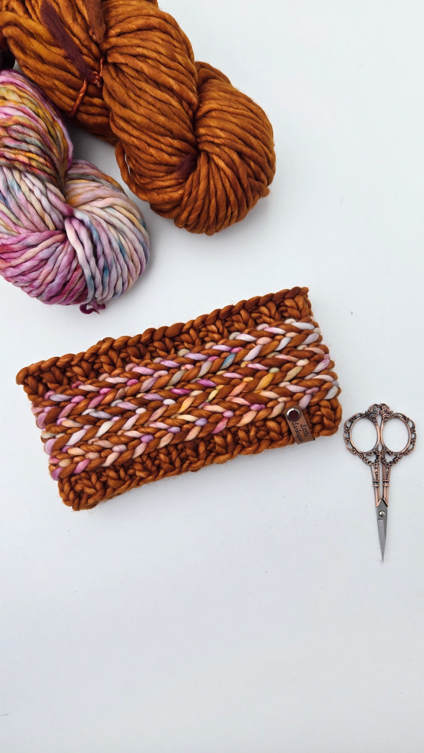 Merino Wool Adult Headband - Deep Orange+ Bronze+ Pastels